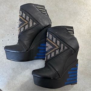 PLATFORM BEADED & EMBROIDERED BOOTIES
